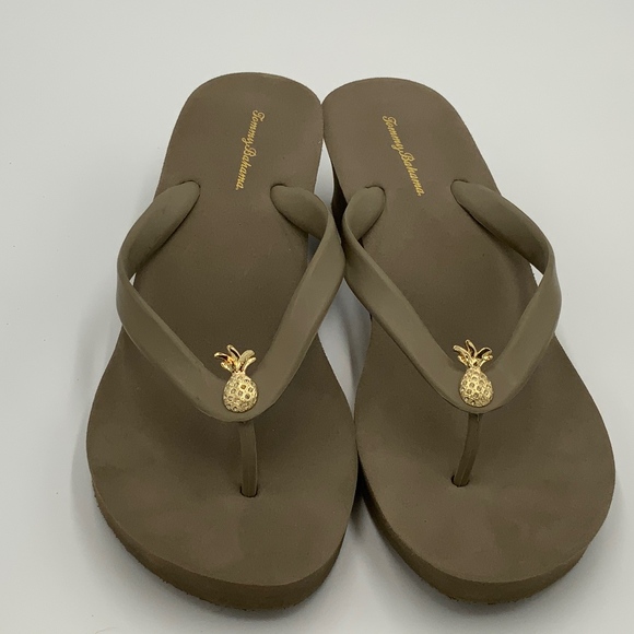 Tommy Bahama Pineapple Wedge Flip Flops size 10 - Picture 1 of 6